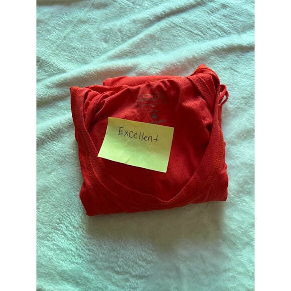 Athleta Womens Red Short Sleeve Ruched Hooded Tunic Top Large Lightweight Active - Picture 11 of 11